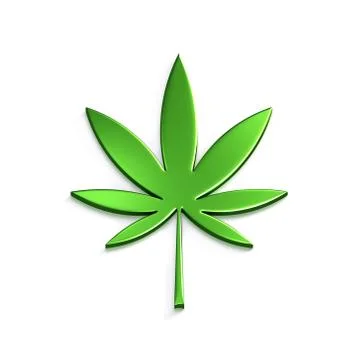 Cannabis Leaf Isolated on White Background. 3D Render Illustration Ilustração Stock