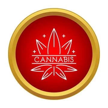 Cannabis leaf line logo icon design Stock Illustration