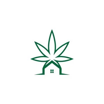 Cannabis leaf logo design vector template Illustrazione stock