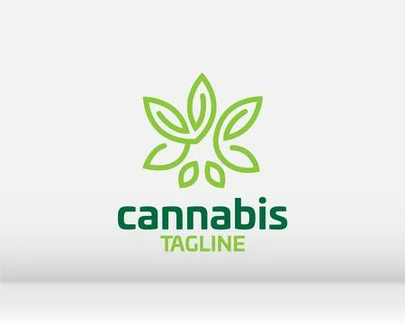 Cannabis leaf logo design vector template illustration Stock Illustration