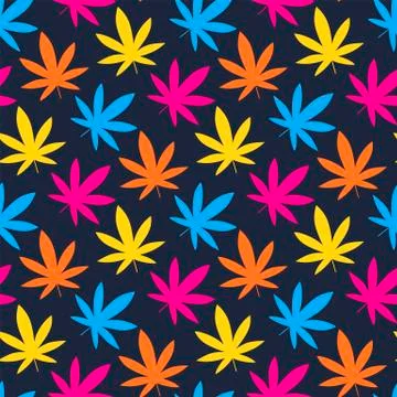Cannabis leaf, Marijuana leaf seamless pattern Stock Illustration