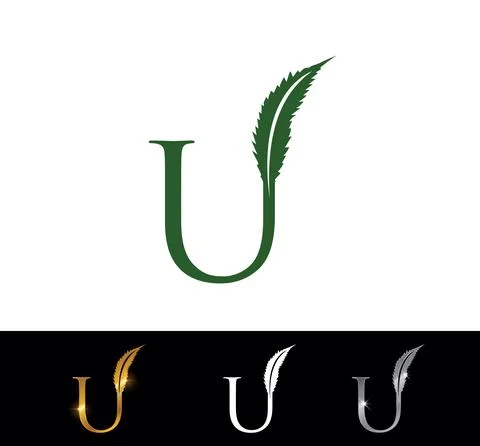 Cannabis leaf monogram initial letter U Stock Illustration