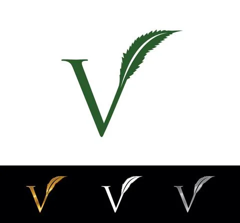 Cannabis leaf monogram initial letter V Stock Illustration