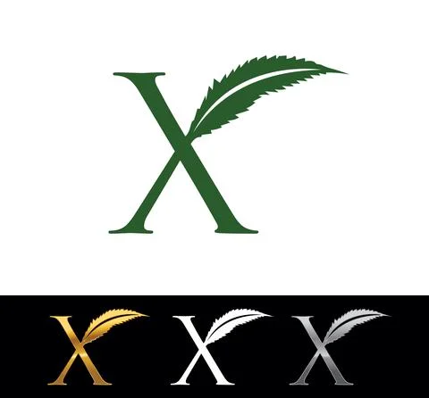Cannabis leaf monogram initial letter X Stock-Illustration