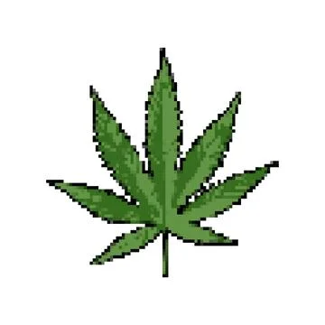 Cannabis leaf pixel art. Vector illustration isolated on white background Stock Illustration