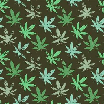 Cannabis leaf seamless pattern grunge, Stock Illustration