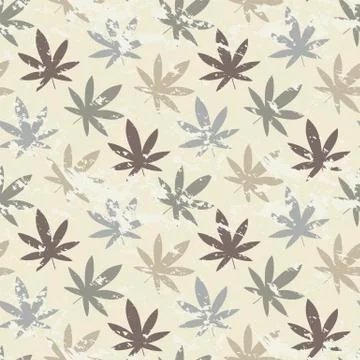 Cannabis leaf seamless pattern grunge Stock Illustration