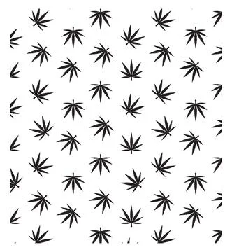 Cannabis Leaf Seamless Pattern Vector Background Stock Illustration