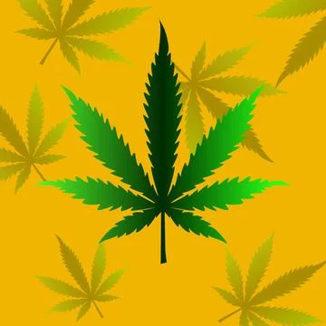 Cannabis leaf with shadow isolated on white. Vector illustration Stock Illustration
