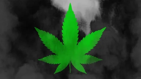 Cannabis Leaf in Smoke Stock Footage 200392472
