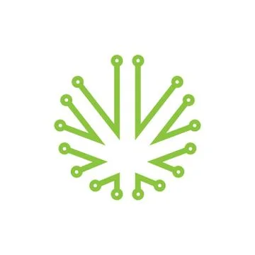 Cannabis leaf tech flat logo icon vector Stock Illustration