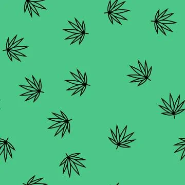 Cannabis leaf weed hemp vector seamless pattern 스톡 일러스트