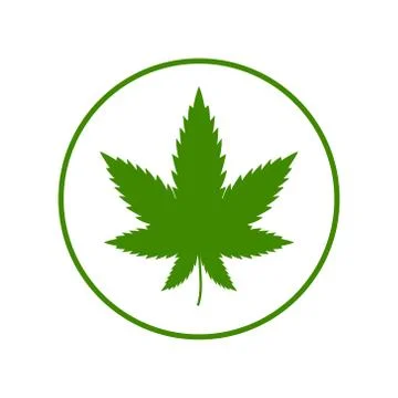 Cannabis leaf on white background. Illegal drug natural plant to smoke Stock Illustration