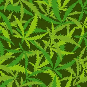 Cannabis leafs seamless pattern. Vector background of narcotic plants Stock Illustration
