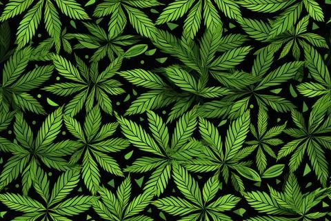 Cannabis leaves pattern green background Stock Photos