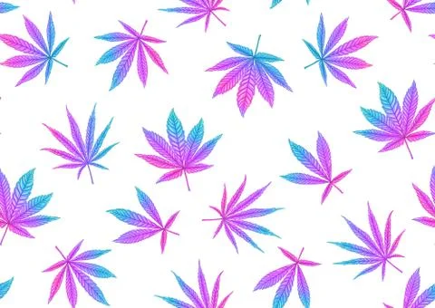 Cannabis leaves seamless pattern, background. Stock Illustration