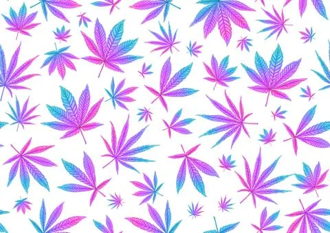 Cannabis leaves seamless pattern, background. Illustrazione stock