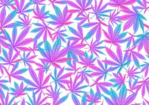 Cannabis leaves seamless pattern, background. Stock Illustration