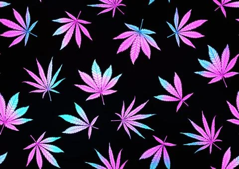 Cannabis leaves seamless pattern, background. Stock Illustration