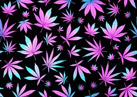 Cannabis leaves seamless pattern, background. Illustrazione stock