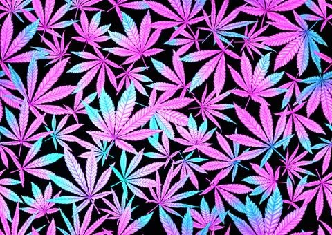 Cannabis leaves seamless pattern, background. Stock Illustration