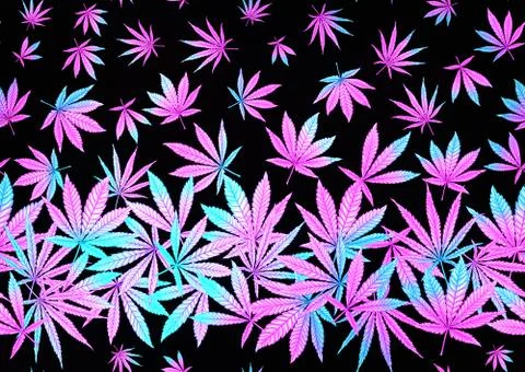 Cannabis leaves seamless pattern, background. Stock Illustration