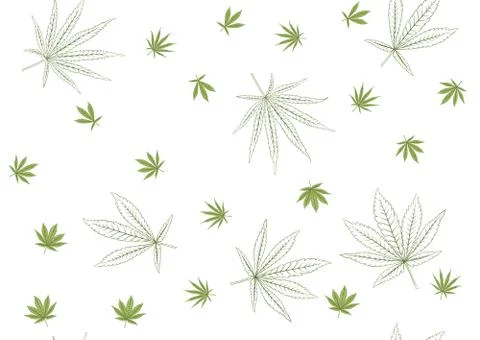 Cannabis leaves seamless pattern, background. Stock Illustration
