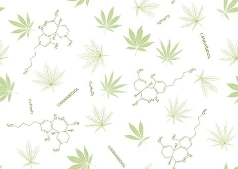 Cannabis leaves seamless pattern, background. Stock Illustration