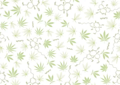 Cannabis leaves seamless pattern, background. Stock Illustration