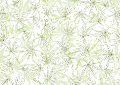 Cannabis leaves seamless pattern, background. Stock Illustration
