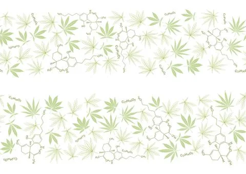 Cannabis leaves seamless pattern, background. Illustrazione stock