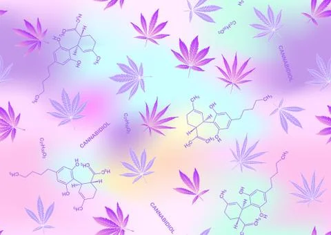 Cannabis leaves seamless pattern, background. Stock Illustration