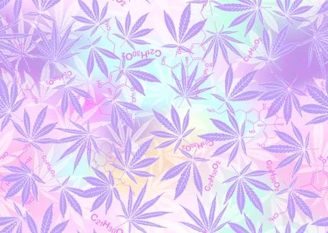 Cannabis leaves seamless pattern, background. Stock Illustration
