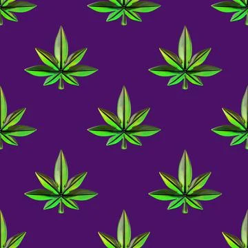 Cannabis leaves seamless pattern. Growing hemp, medical marijuana, recreational Stock Illustration