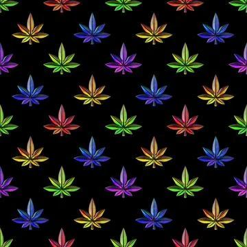 Cannabis leaves seamless pattern. Growing hemp, medical marijuana, recreational Stock Illustration