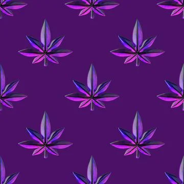 Cannabis leaves seamless pattern. Growing hemp, medical marijuana, recreational Stock Illustration