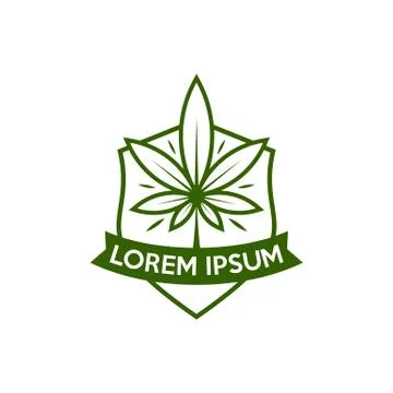 Cannabis logo vector. Marijuana labels on Logos. Medical cannabis retro logo. Stock Illustration