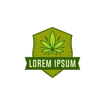 Cannabis logo vector. Marijuana labels on Logos. Medical cannabis retro logo. Stock Illustration