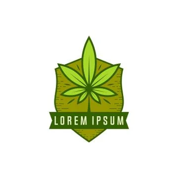Cannabis logo vector. Marijuana labels on Logos. Medical cannabis retro logo. Stock Illustration