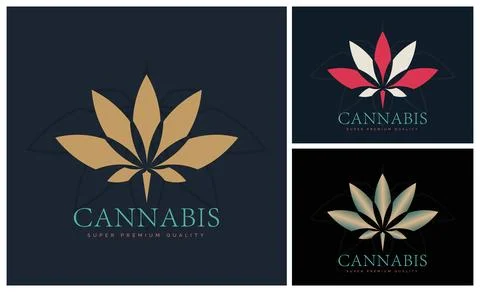 Cannabis marijuana cbd hemp leaf luxury logo design template Stock Illustration
