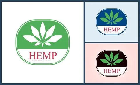 Cannabis marijuana cbd hemp leaf  colour logo set design template Stock Illustration
