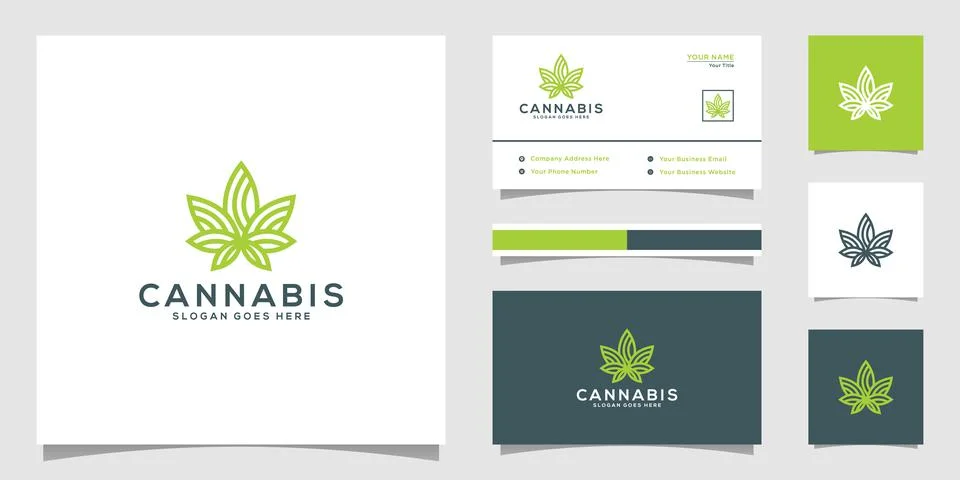 Cannabis marijuana leaf logo vector Illustrazione stock