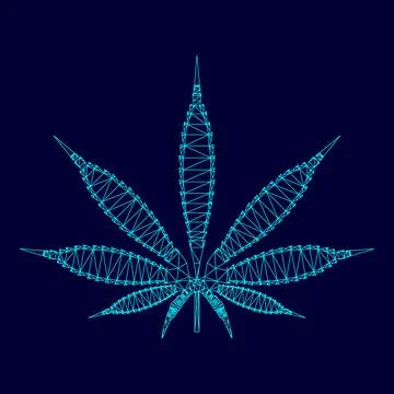 Cannabis marijuana leaf low poly triangulation triangulated polygonal electri Иллюстрация