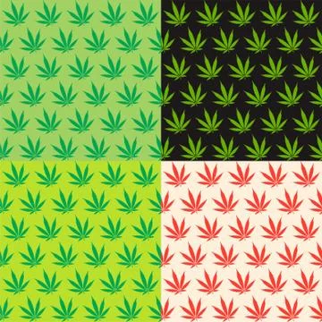 Cannabis marijuana weed repeat pattern fabric textile gift wrap background Stock Illustration