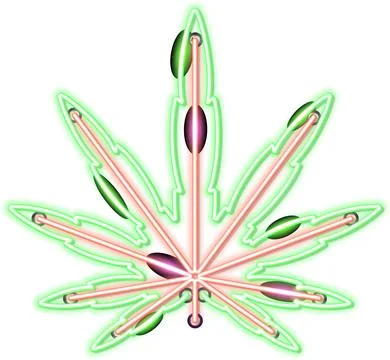 Cannabis Neon Frames Signboards 스톡 일러스트
