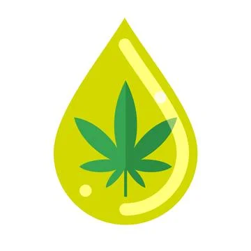 Cannabis or hemp leaf inside oil drop. Cannabis or hemp oil. Flat vector illu Stock Illustration