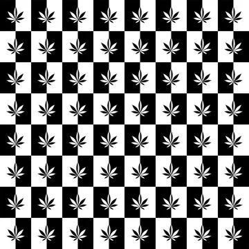 Cannabis or Marijuana Leaf Shape Composition in Contrast Color, Black White Stock Illustration
