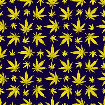 Cannabis pattern.hemp leaves on a black background Stock Illustration
