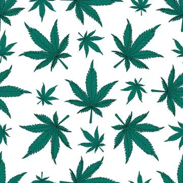 Cannabis pattern.hemp leaves on a white background Stock Illustration