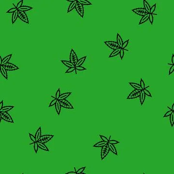 Cannabis plant leaf hemp vector seamless pattern Stock Illustration